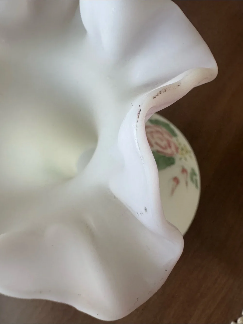 FENTON Floral Pink and White Vase